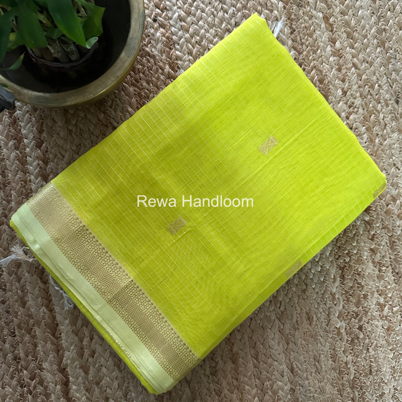 Maheshwari Lemon Yellow Butta Pallu Saree BTPS069