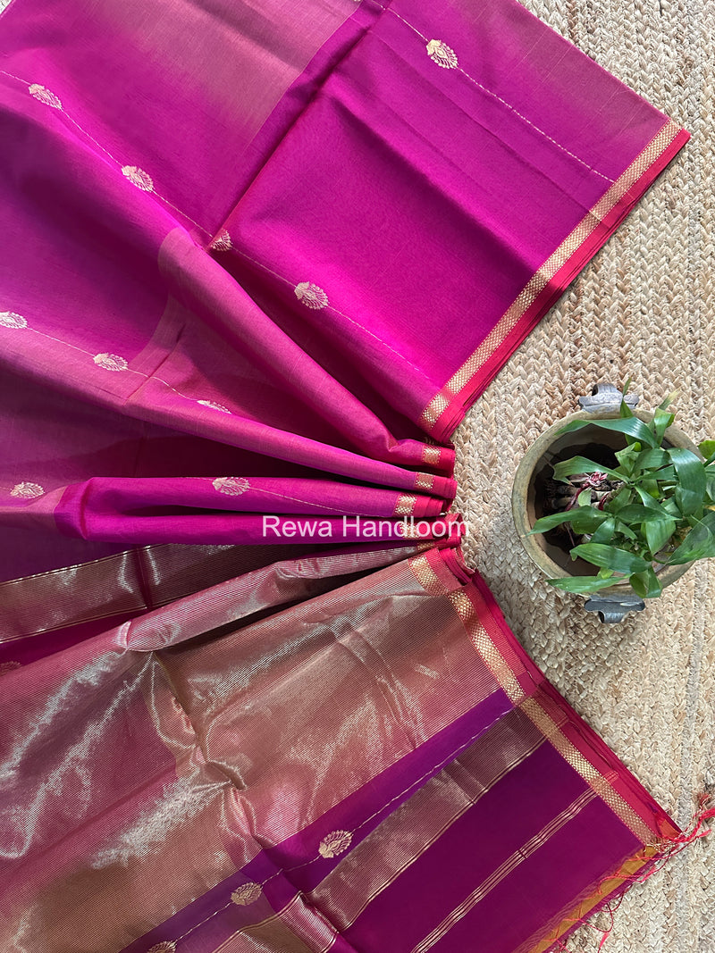 Maheshwari Magenta Shaded Gajalakshmi Diya Butta Saree GKDB04
