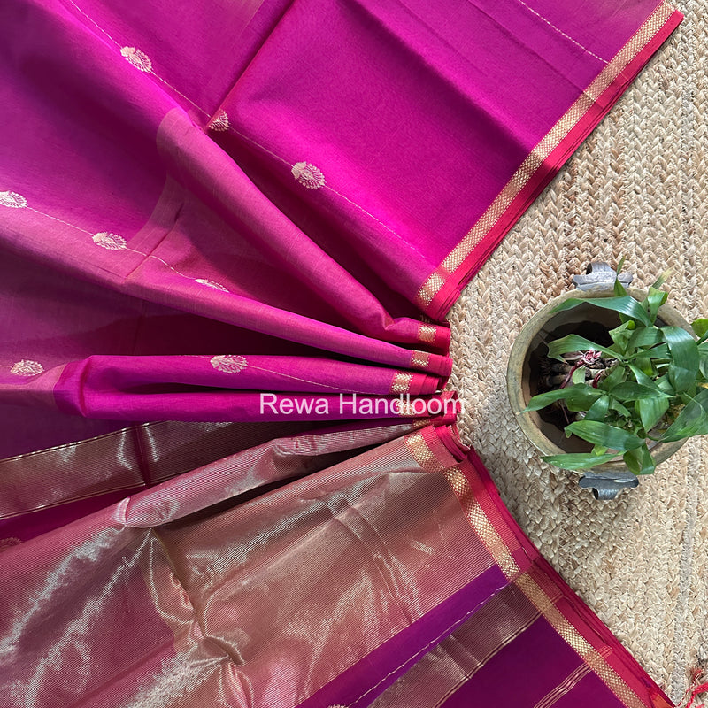 Maheshwari Magenta Shaded Gajalakshmi Diya Butta Saree GKDB04