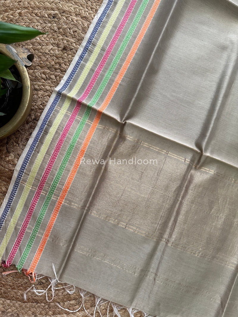 Maheshwari Beige Silk Dupatta PD025
