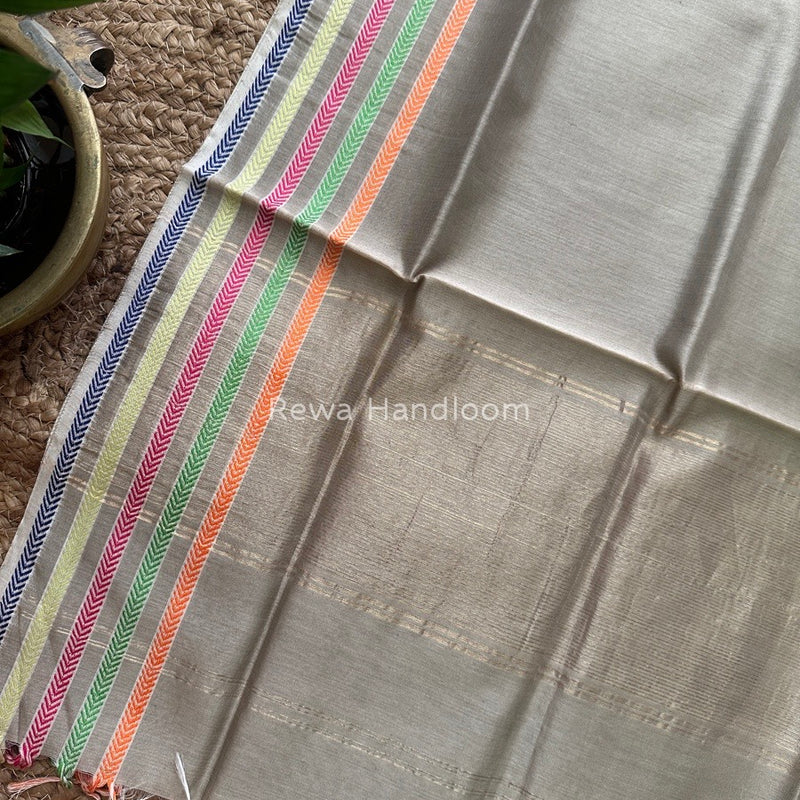 Maheshwari Beige Silk Dupatta PD025