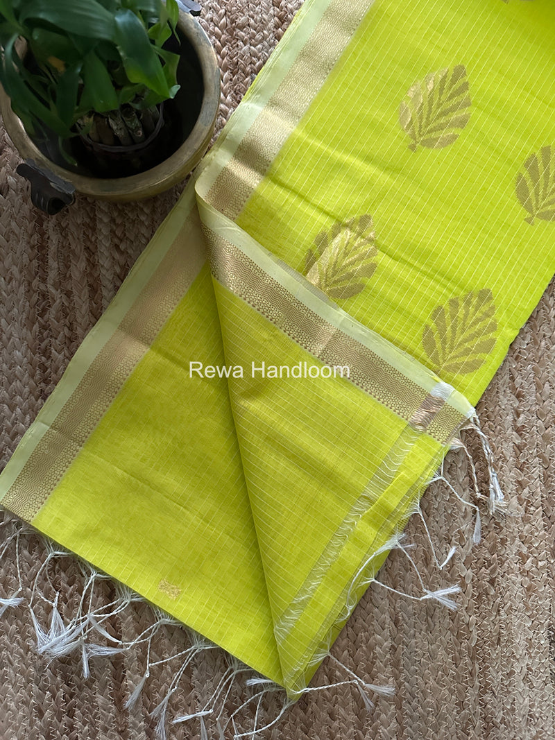 Maheshwari Lemon Yellow Butta Pallu Saree BTPS069
