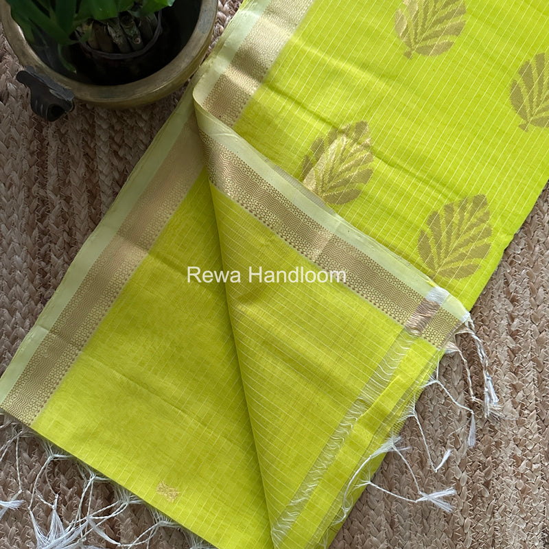 Maheshwari Lemon Yellow Butta Pallu Saree BTPS069
