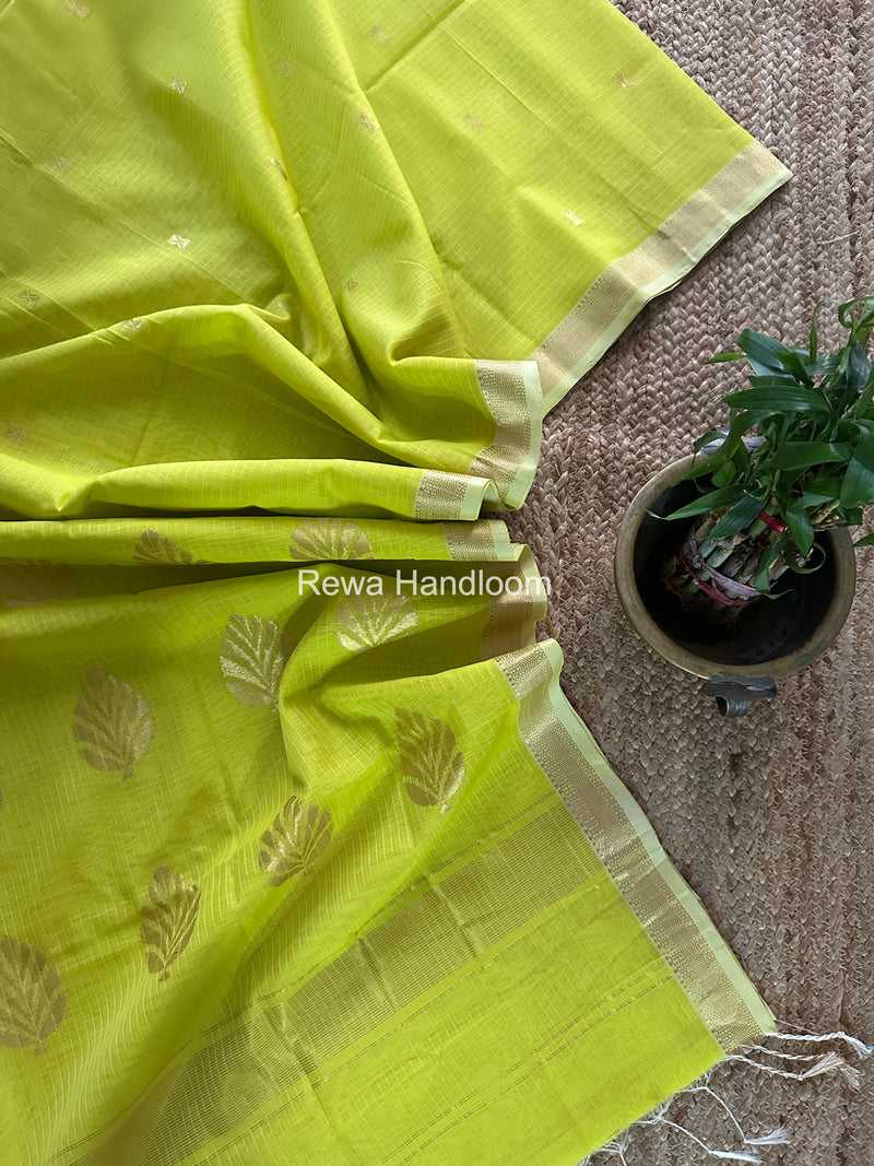 Maheshwari Lemon Yellow Butta Pallu Saree BTPS069