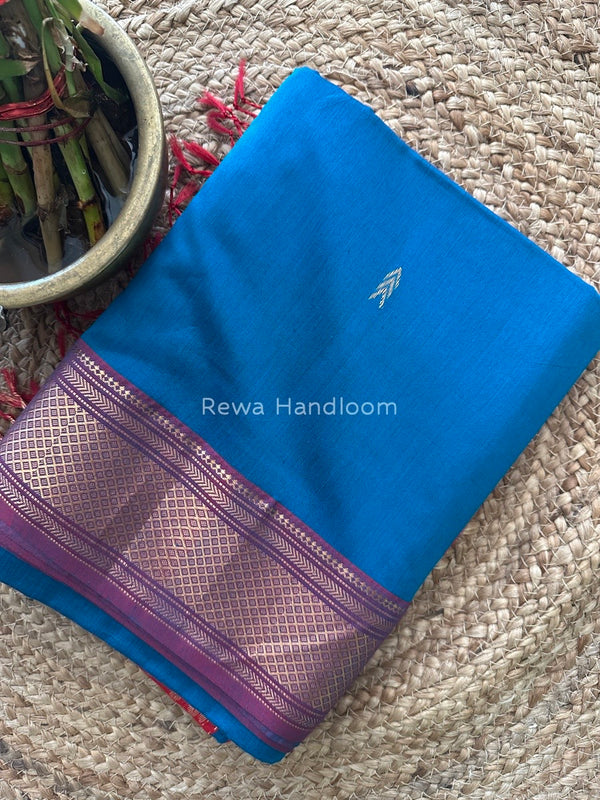 Maheshwari Sea Blue Rich Pallu Silk Saree HPS05