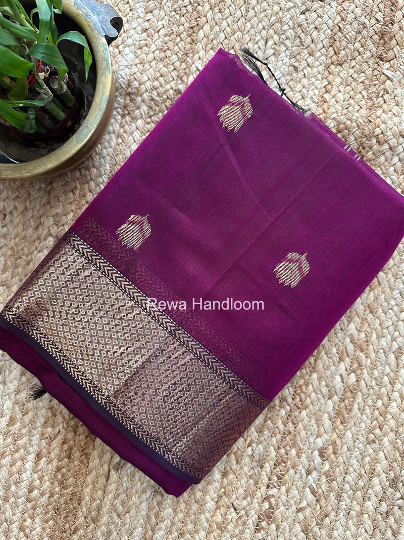 Maheshwari Dark Magenta Lotus Butta Saree LBS089