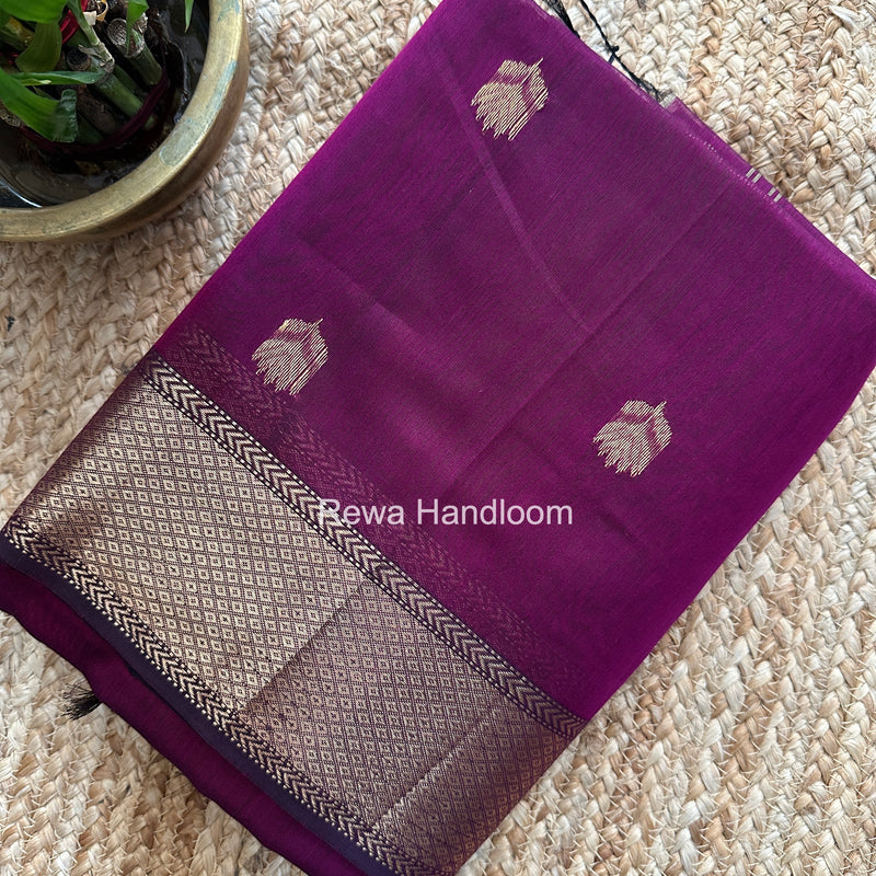 Maheshwari Dark Magenta Lotus Butta Saree LBS089