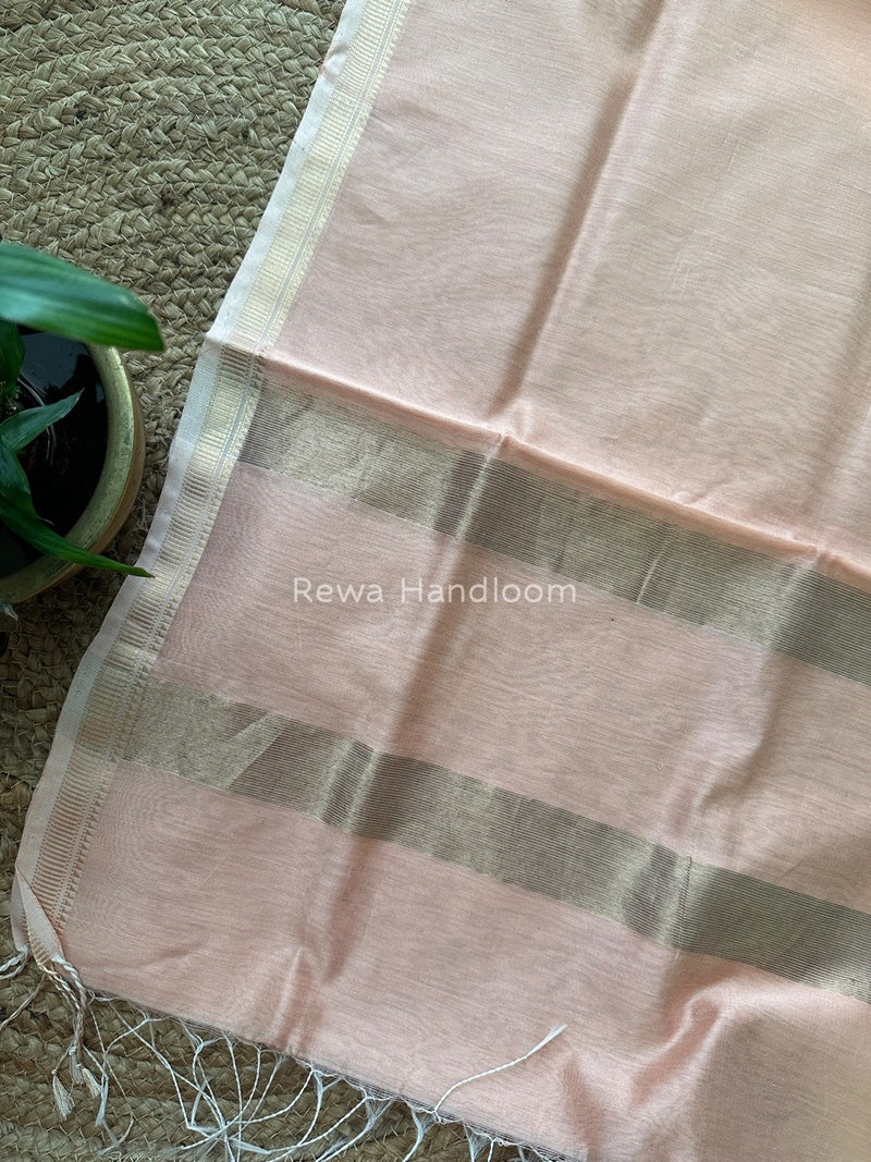 Maheshwari Peach Silk Dupatta PD015