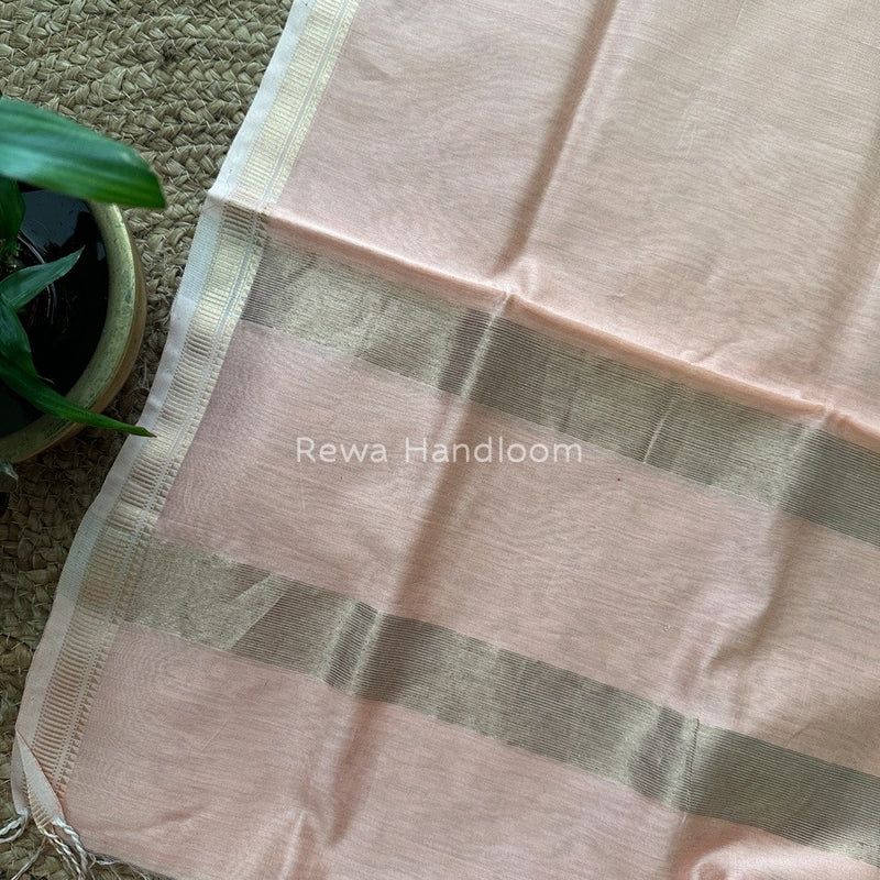 Maheshwari Peach Silk Dupatta PD015