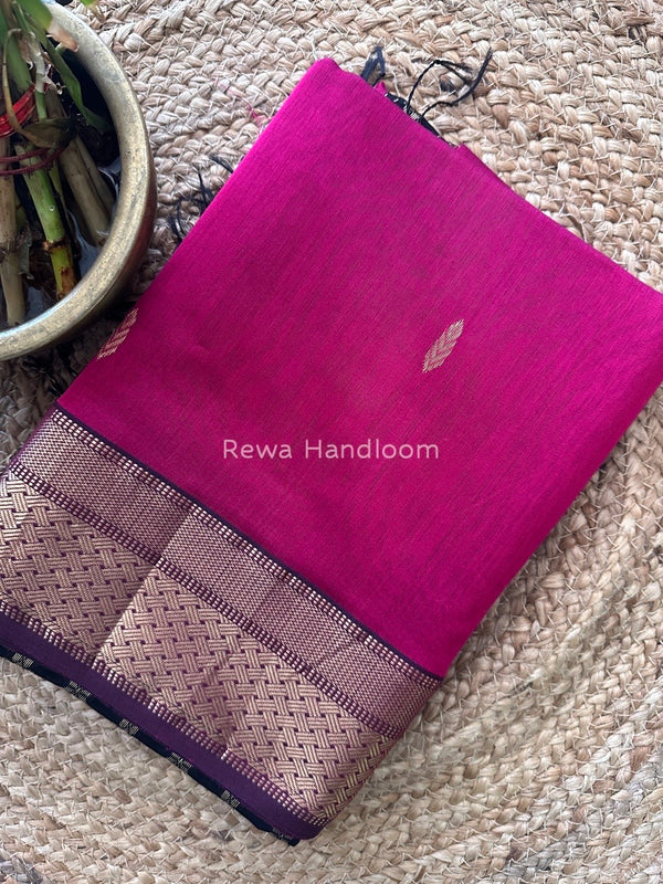 Maheshwari Magenta Rich Pallu Silk Saree HPS06