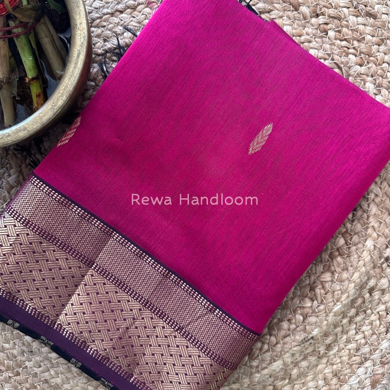 Maheshwari Magenta Rich Pallu Silk Saree HPS06