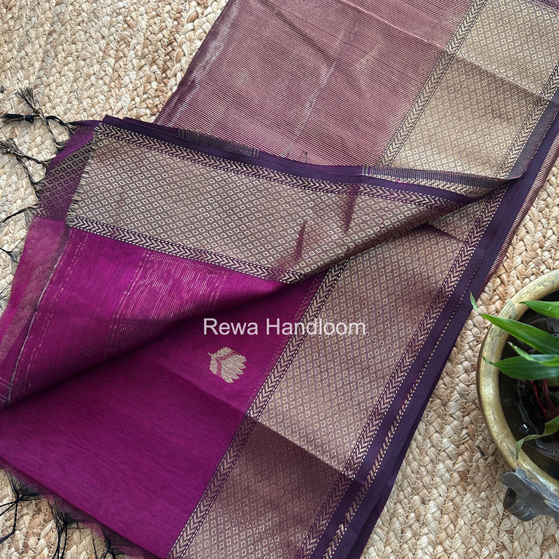 Maheshwari Dark Magenta Lotus Butta Saree LBS089