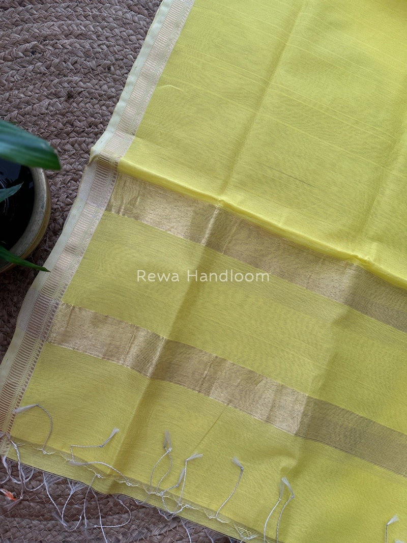 Maheshwari Yellow Silk Dupatta PD018