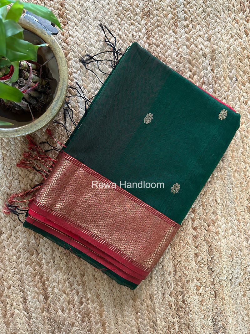 Maheshwari Green Flower Butti Saree JBS0114