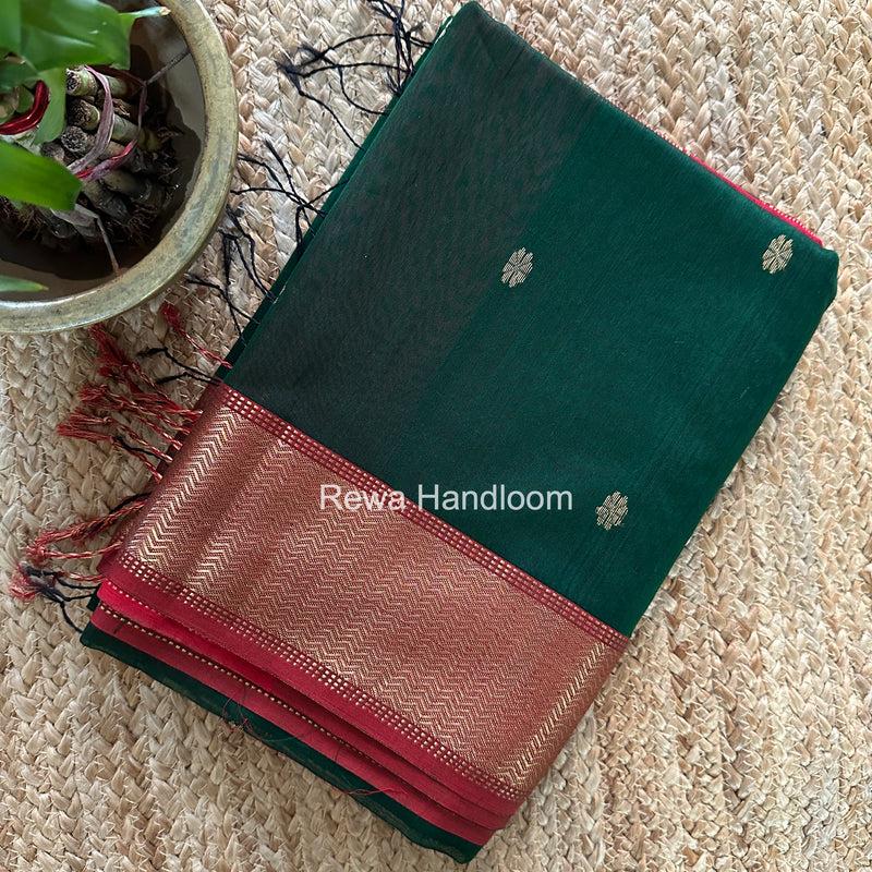 Maheshwari Green Flower Butti Saree JBS0114
