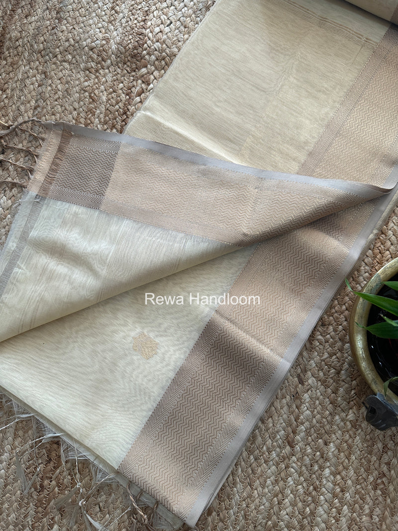 Maheshwari Cream Lotus Butta Saree LBS090