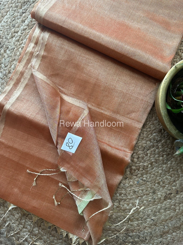 Maheshwari Rust Tissue Silk Saree-FTS11