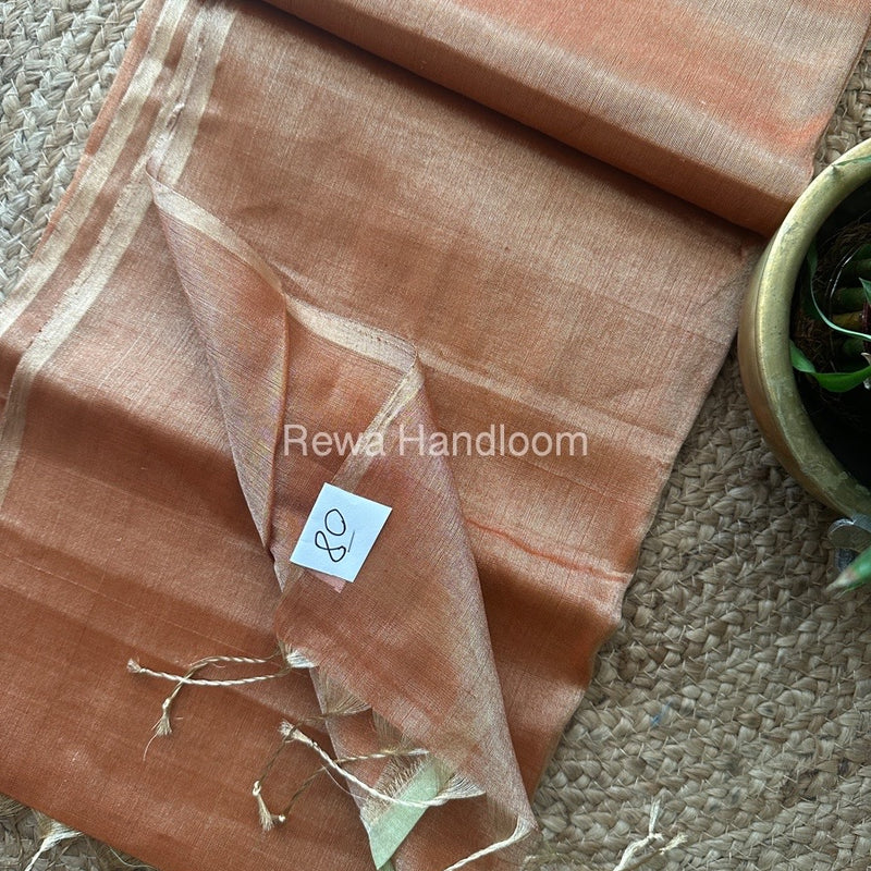Maheshwari Rust Tissue Silk Saree-FTS11