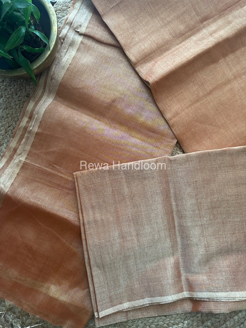 Maheshwari Rust Tissue Silk Saree-FTS11