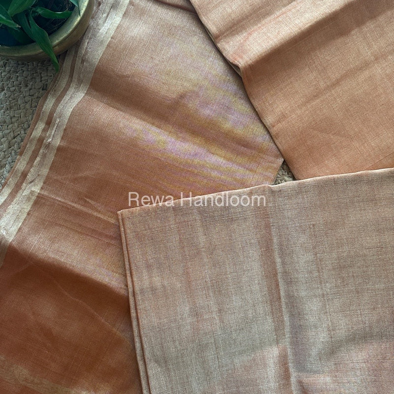 Maheshwari Rust Tissue Silk Saree-FTS11