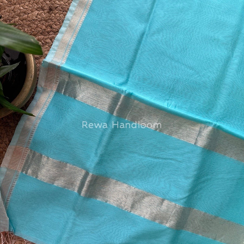 Maheshwari Sky Blue Silk Dupatta PD016