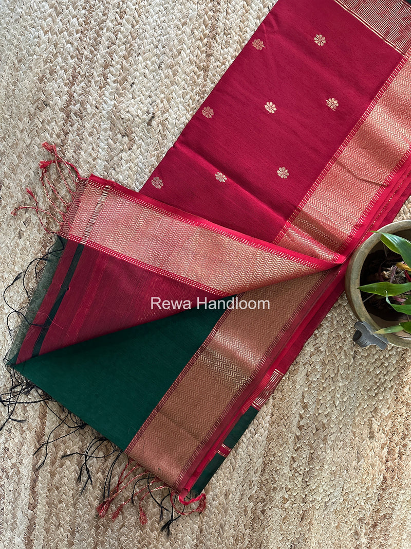 Maheshwari Green Flower Butti Saree JBS0114