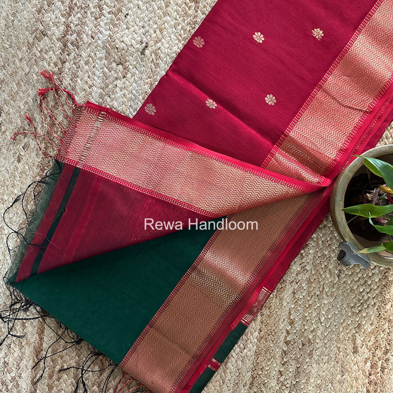 Maheshwari Green Flower Butti Saree JBS0114