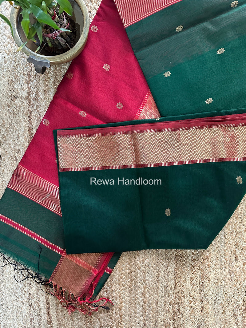 Maheshwari Green Flower Butti Saree JBS0114