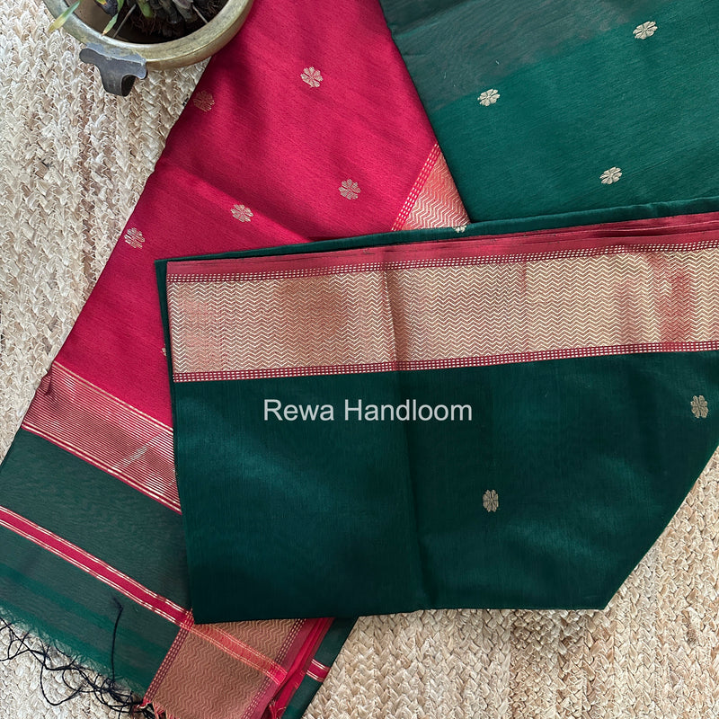 Maheshwari Green Flower Butti Saree JBS0114