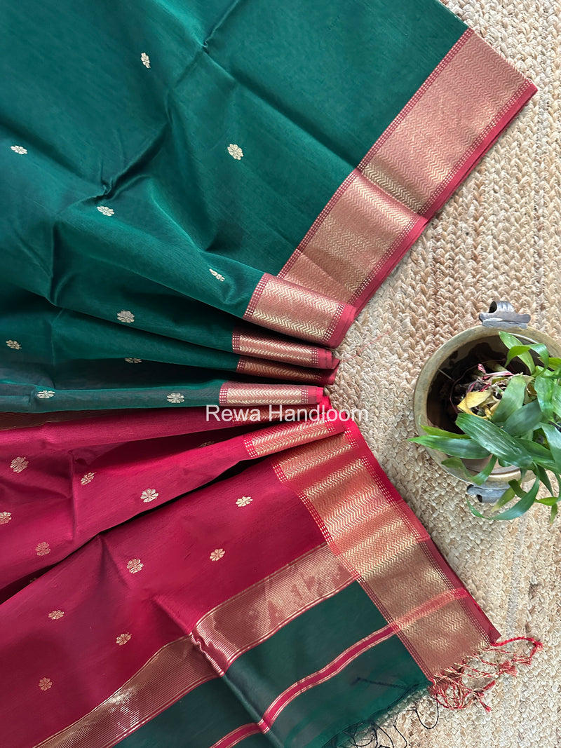 Maheshwari Green Flower Butti Saree JBS0114