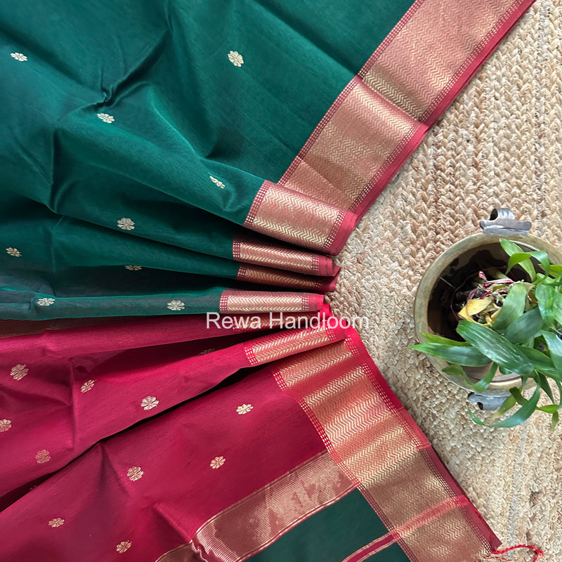 Maheshwari Green Flower Butti Saree JBS0114