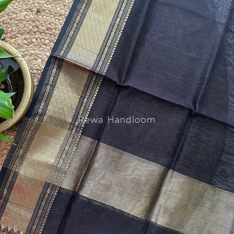 Maheshwari Black Silk Dupatta PD05