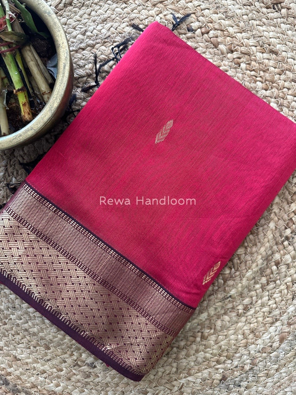 Maheshwari Onion Pink Rich Pallu Silk Saree HPS09