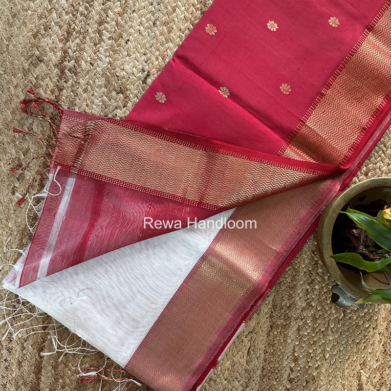 Maheshwari White Flower Butti Saree JBS0113