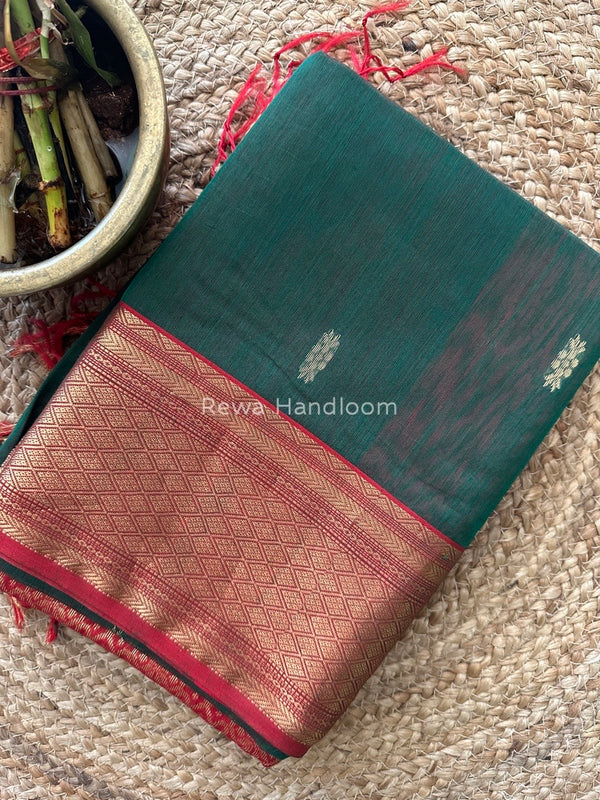 Maheshwari Green Rich Pallu Silk Saree HPS015