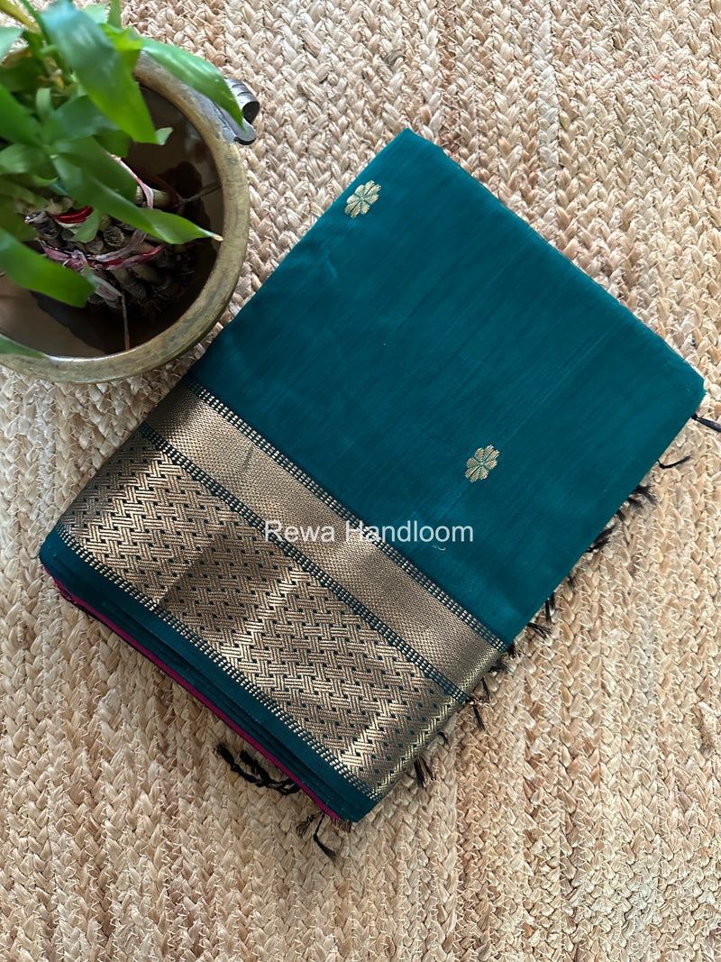 Maheshwari Green Flower Butti Saree JBS09