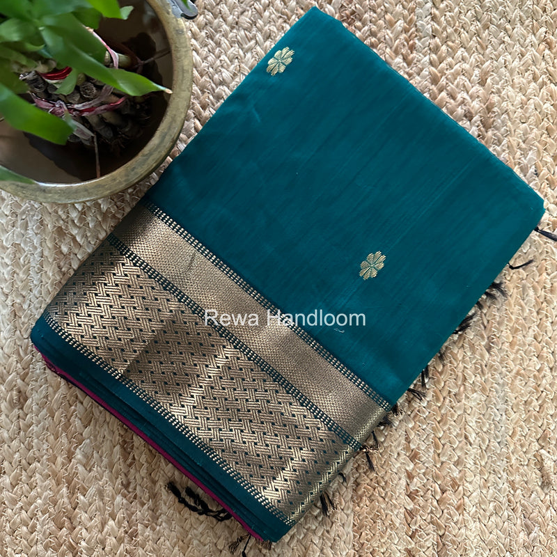 Maheshwari Green Flower Butti Saree JBS09