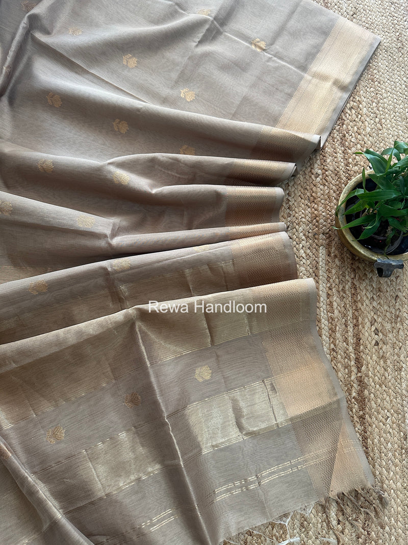 Maheshwari Beige Lotus Butta Saree LBS092