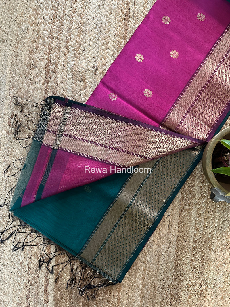 Maheshwari Green Flower Butti Saree JBS09