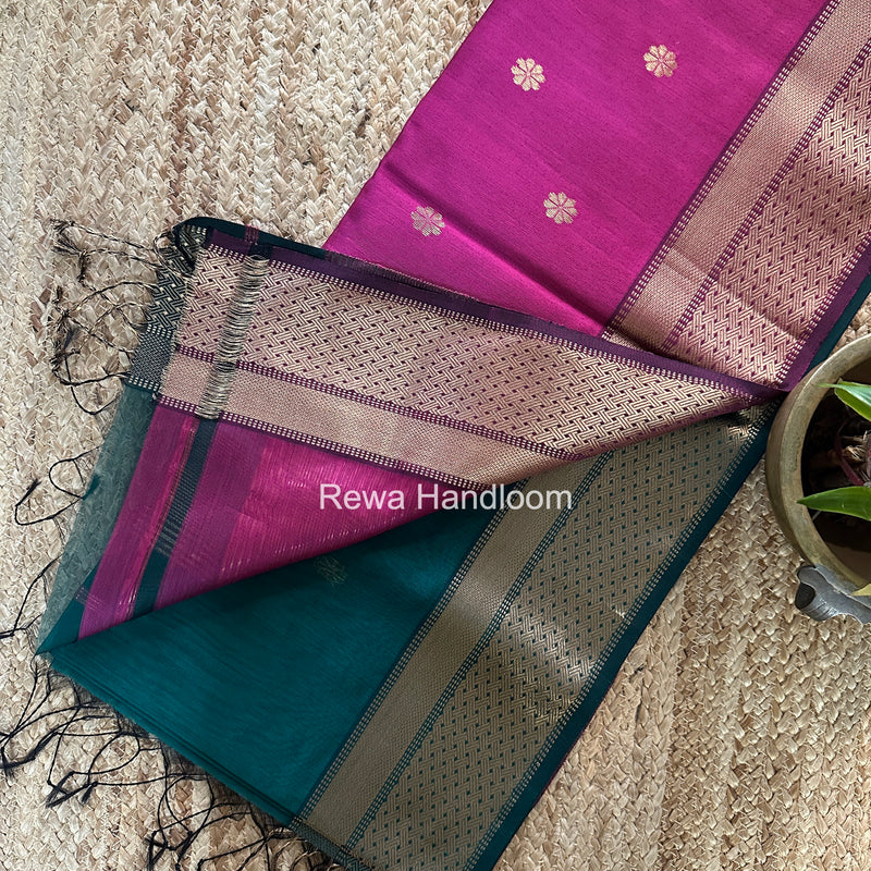 Maheshwari Green Flower Butti Saree JBS09