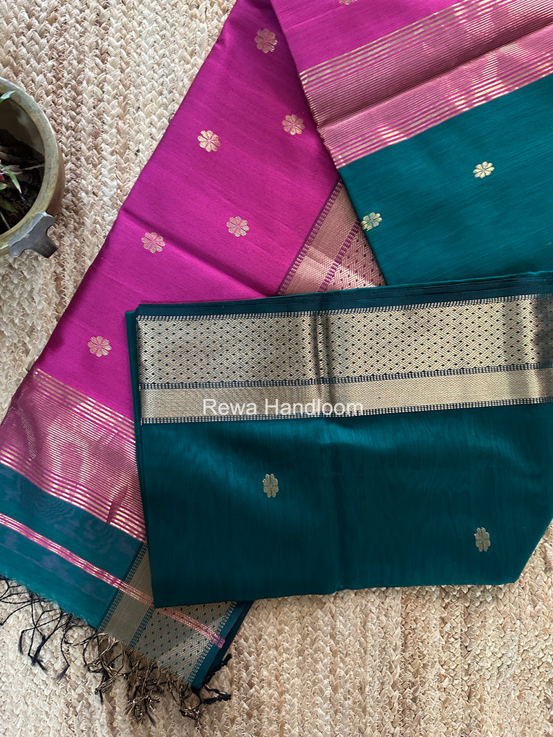 Maheshwari Green Flower Butti Saree JBS09