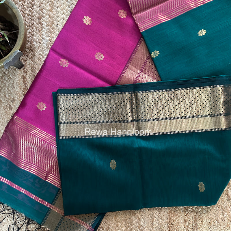 Maheshwari Green Flower Butti Saree JBS09