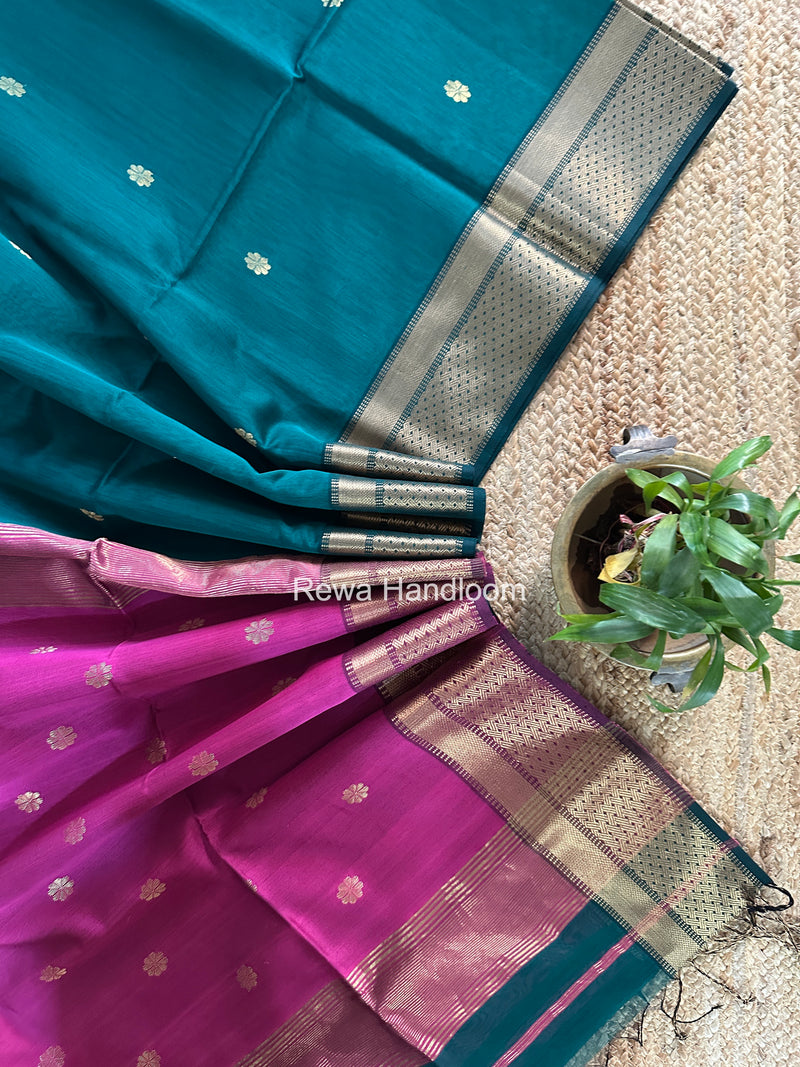 Maheshwari Green Flower Butti Saree JBS09