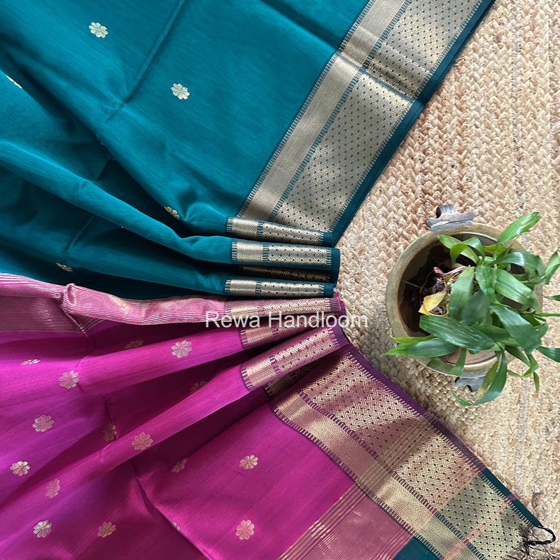 Maheshwari Green Flower Butti Saree JBS09