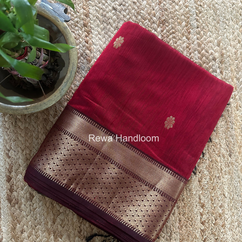 Maheshwari Maroon Flower Butti Saree JBS0108