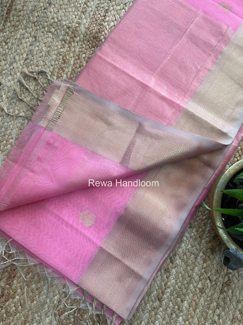 Maheshwari Pink Lotus Butta Saree LBS094