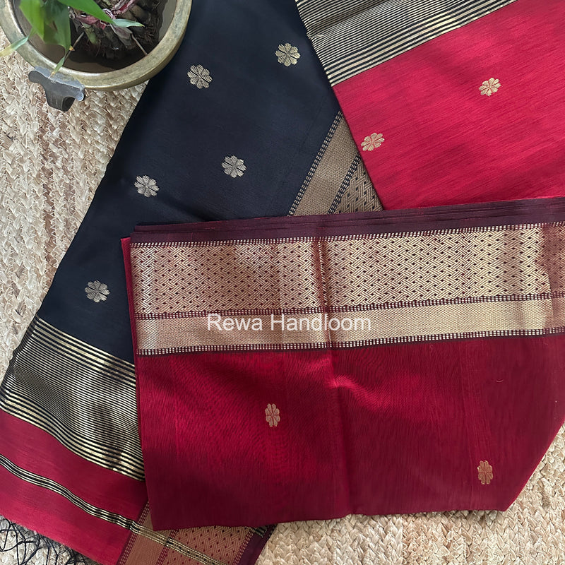 Maheshwari Maroon Flower Butti Saree JBS0108