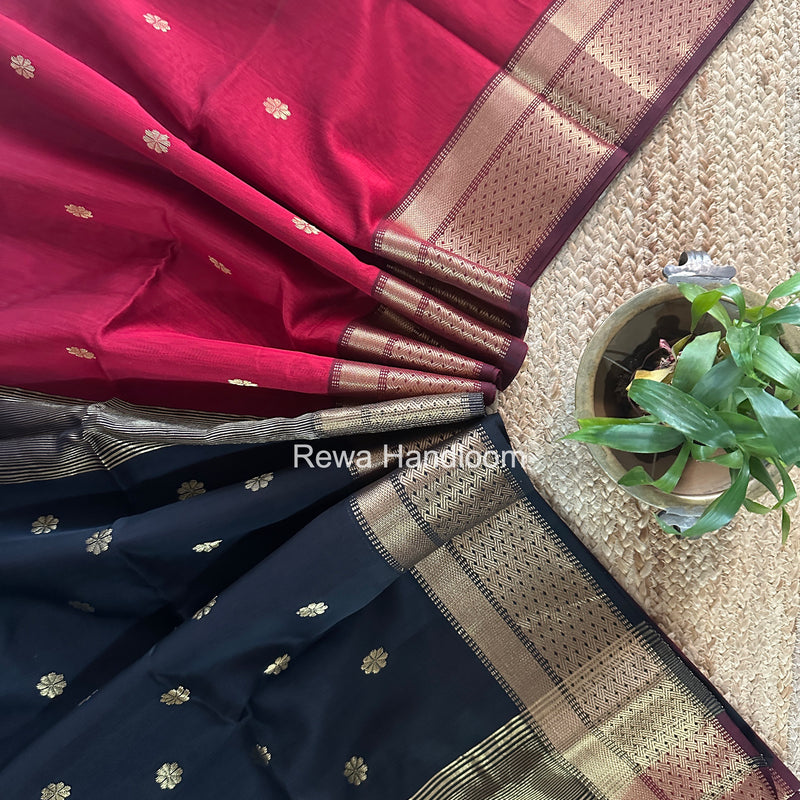 Maheshwari Maroon Flower Butti Saree JBS0108