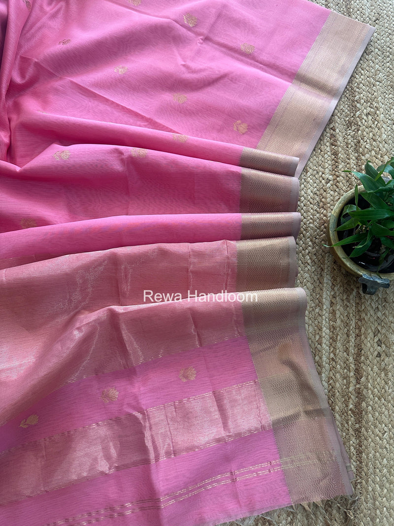 Maheshwari Pink Lotus Butta Saree LBS094