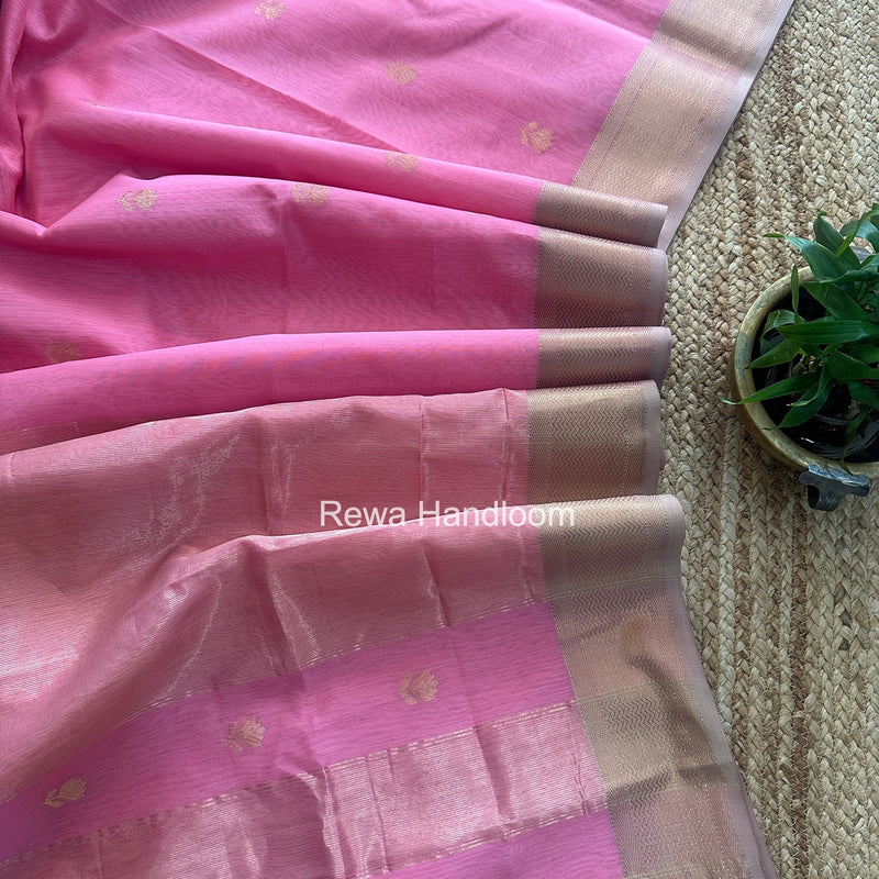 Maheshwari Pink Lotus Butta Saree LBS094